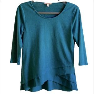 SALE Skies are Blue Tulip Hem Mixed Media Knit Blouse Sz S